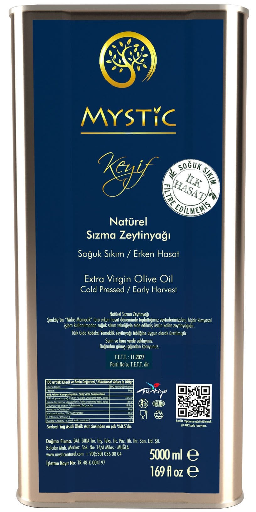 Keyif Natürel Sızma Zeytinyağı 5L.