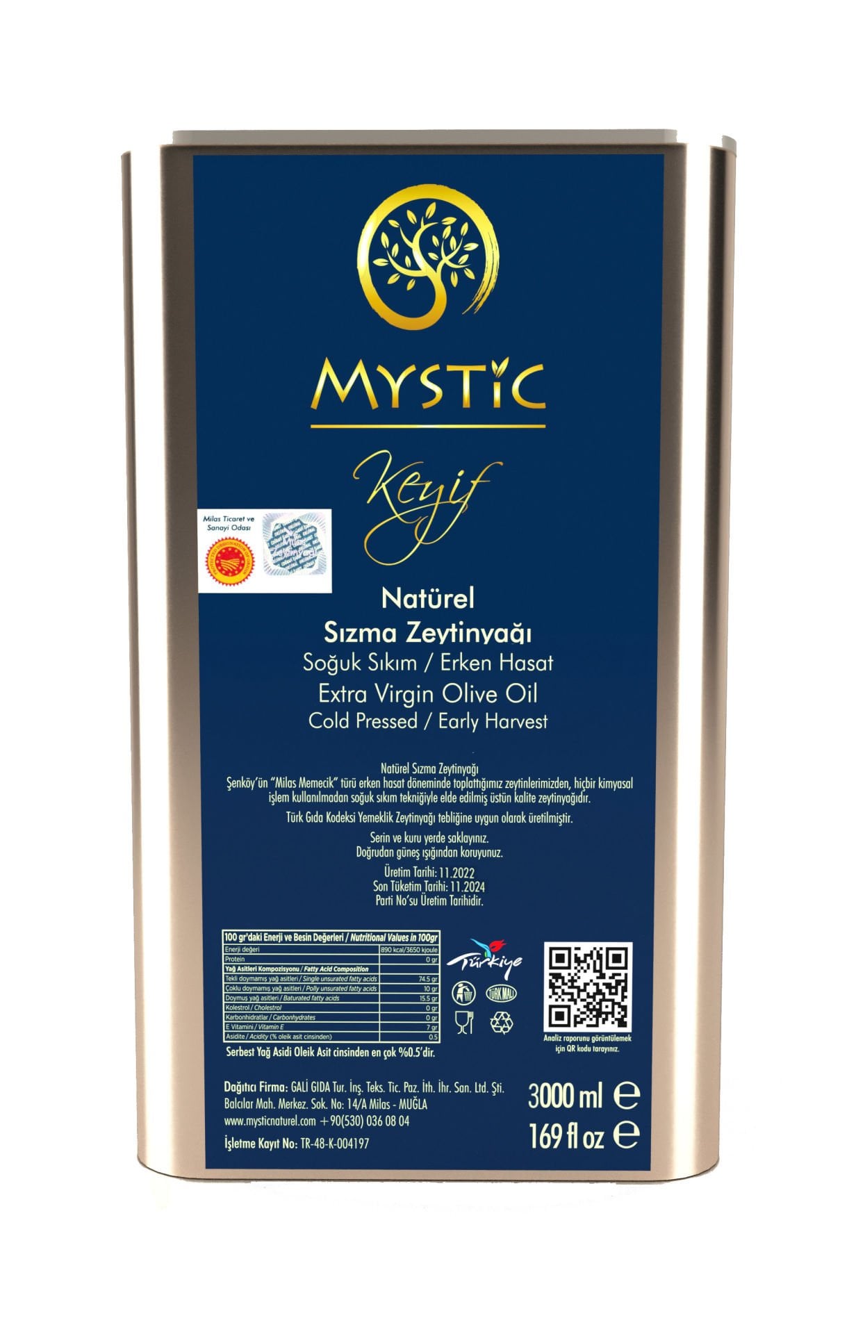 Keyif Natürel Sızma Zeytinyağı 3L.